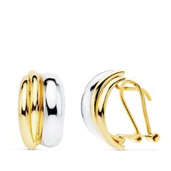 Pendientes Oro Bicolor 18kts Bandas 14X8mm 18943