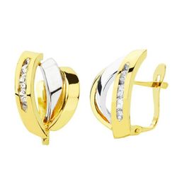 Pendientes Oro Bicolor 18kts Bandas 15X10mm 18712