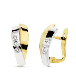 Pendientes Oro Bicolor 18kts Bandas 15X6mm 18774