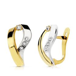 Pendientes Oro Bicolor 18kts Bandas 15X8mm 18773