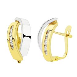 Pendientes Oro Bicolor 18kts Bandas 16X8mm 18711