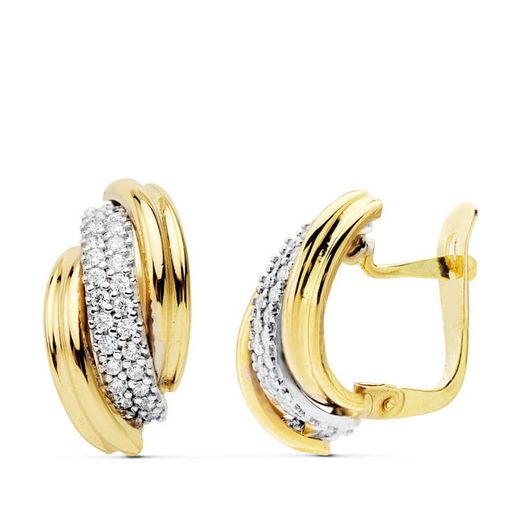 Pendientes Oro Bicolor 18kts Bandas 16X9mm 18846