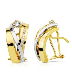 Pendientes Oro Bicolor 18kts Bandas 17X11mm 18718