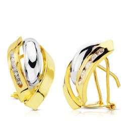 Pendientes Oro Bicolor 18kts Bandas 17X11mm 18720