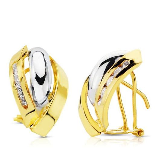 Pendientes Oro Bicolor 18kts Bandas 17X11mm 18720