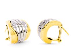 Pendientes Oro Bicolor 18kts Bandas 18X17mm Omega 20413-1