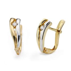 Pendientes Oro Bicolor 18kts Bandas Circonitas 13X4mm 20292-1