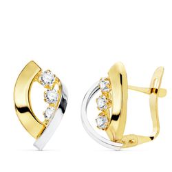 Pendientes Oro Bicolor 18kts Bandas Circonitas 14X9mm 21062