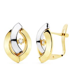 Pendientes Oro Bicolor 18kts Bandas Circonitas 15X10mm 21059