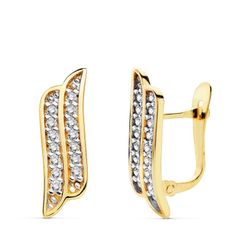 Pendientes Oro Bicolor 18kts Bandas Circonitas 16X5mm 18964