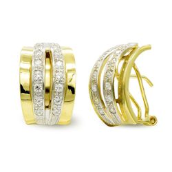 Pendientes Oro Bicolor 18kts Bandas Circonitas Omega 20320-1