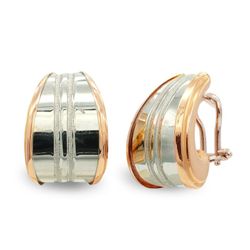 Pendientes Oro Bicolor 18kts Bandas Rosa Blanco 20366-1