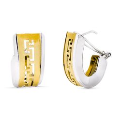 Pendientes Oro Bicolor 18kts Calados Greca Omega 15885