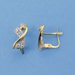 Pendientes Oro Bicolor 18kts Circonitas 10X5mm 15976