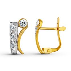 Pendientes Oro Bicolor 18kts Circonitas 11X5mm 15978