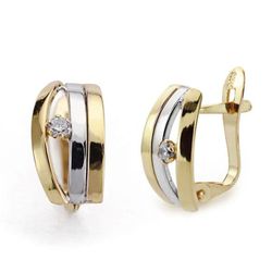 Pendientes Oro Bicolor 18kts Circonitas 12X6mm 18446