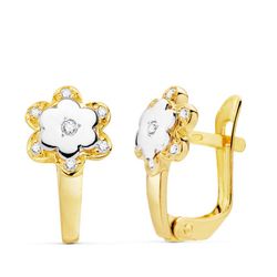 Pendientes Oro Bicolor 18kts Circonitas 13X7mm 20746-1