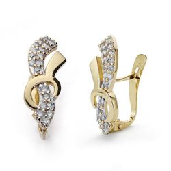 Pendientes Oro Bicolor 18kts Circonitas 18X7mm 18414