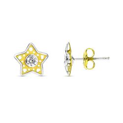 Pendientes Oro Bicolor 18kts Comunión Estrella 20763-1