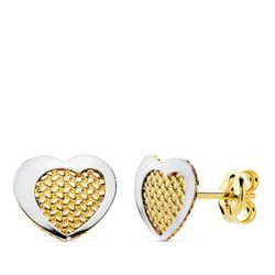 Pendientes Oro Bicolor 18kts Corazón 9X7mm 18978