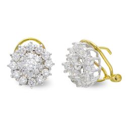 Pendientes Oro Bicolor 18kts Cuajo Circonitas 11X11mm 10385