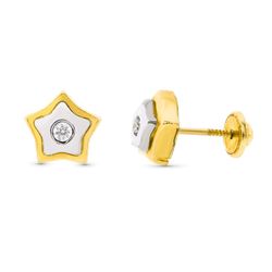 Pendientes Oro Bicolor 18kts Estrella 8X8mm 10559