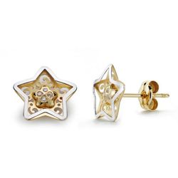 Pendientes Oro Bicolor 18kts Estrella 9X9mm 18667