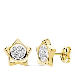 Pendientes Oro Bicolor 18kts Estrella 9X9mm 18881