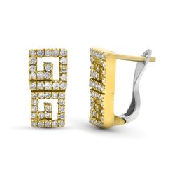 Pendientes Oro Bicolor 18kts Greca Circonitas 5,6grs  07000485
