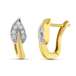 Pendientes Oro Bicolor 18kts Hojas Circonitas 4,75grs 07000503
