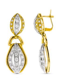 Pendientes Oro Bicolor 18kts Largos Circonitas 10185