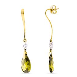 Pendientes Oro Bicolor 18kts Largos Olivinas 14X10mm 15409-OL