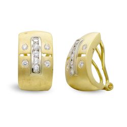 Pendientes Oro Bicolor 18kts Mate Circonitas 3864-1