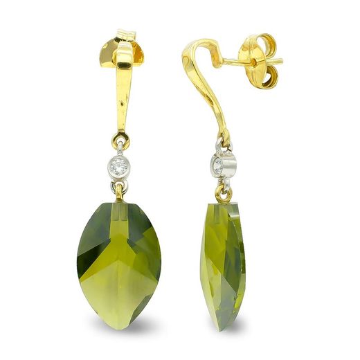 Brincos Bicolor Ouro 18kt Olivina Zircônia 18mm 15372-OL