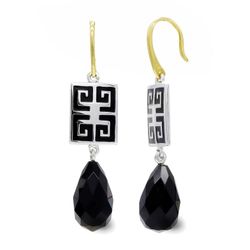 Pendientes Oro Bicolor 18kts Onix Pera 20147-1