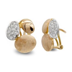 Pendientes Oro Bicolor 18kts Ovales Rojo Blanco Circonitas 20397-1