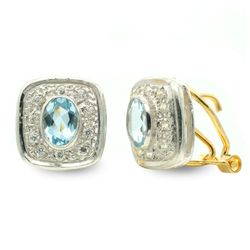 Pendientes Oro Bicolor 18kts Piedra 11X11mm 3825-1