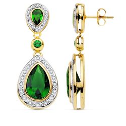 Pendientes Oro Bicolor 18kts Piedras 34X13mm 18965