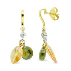 Pendientes Oro Bicolor 18kts "Piedra"Topacio Olivina 15370-TOOL