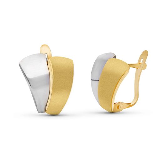 Bicolor 18k guld örhängen Ananas Rhodium 13mm 10339