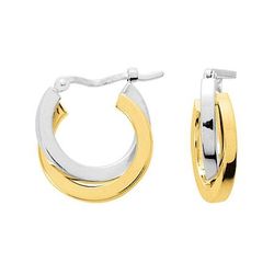 Pendientes Oro Bicolor Blanco 18krs Argyor MRM Mujer (18)9027.10JG Aro Doble Liso En Brillo