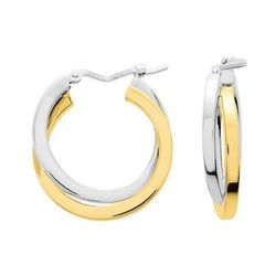 Pendientes Oro Bicolor Blanco 18krs Argyor MRM Mujer (18)9027.15JG Aro Doble Liso En Brillo