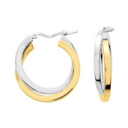 Pendientes Oro Bicolor Blanco 18krs Argyor MRM Mujer (18)9027.15JG Aro Doble Liso En Brillo