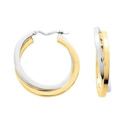Pendientes Oro Bicolor Blanco 18krs Argyor MRM Mujer (18)9027.20JG Aro Doble Liso En Brillo