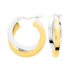 Pendientes Oro Bicolor Blanco 18krs Argyor MRM Mujer (18)9028.15JG Aro Doble Liso En Brillo