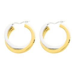 Pendientes Oro Bicolor Blanco 18krs Argyor MRM Mujer (18)9028.20JG Aro Doble Liso En Brillo