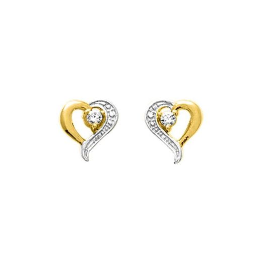 9kts White Two-Tone Gold Earrings Argyor-MRM (9)29077.Z3 Heart Zirconia