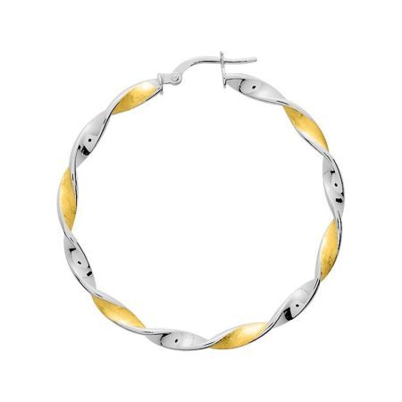 Pendientes Oro Bicolor Blanco 9Kts Argyor MRM Mujer (9)9K3558.3G Aro Entorchado En Brillo