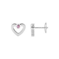 Pendientes Oro Blanco 18kts (18)2.5511.D1 Love 0.09 Zafiro Rosa