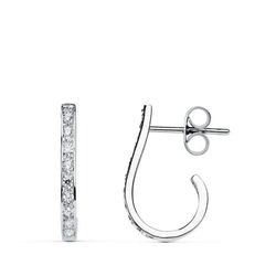 Pendientes Oro Blanco 18kts 18x2mm 15383 Circonitas